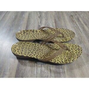 Crocs Cheetah Leopard Animal Print Flip Flop Brown Sandals Size 11